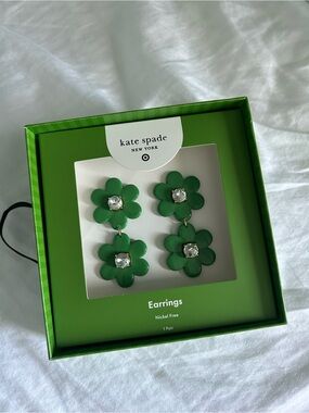 kate spade green double flower drop earrings